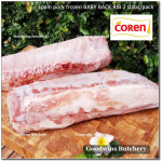 Pork baikut iga babi frozen BABY BACKRIB back rib 12-13ribs back rib COREN Spain +/- 2.5kg 17x4" 2 slabs/pack (price/kg)